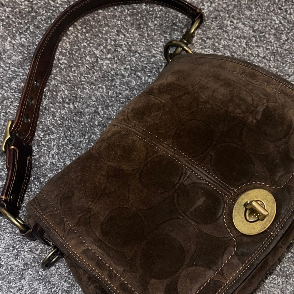 RARE Brown Suede Coach 65th Anniversary Legacy Shoulder Bag - Picture 3 of 11